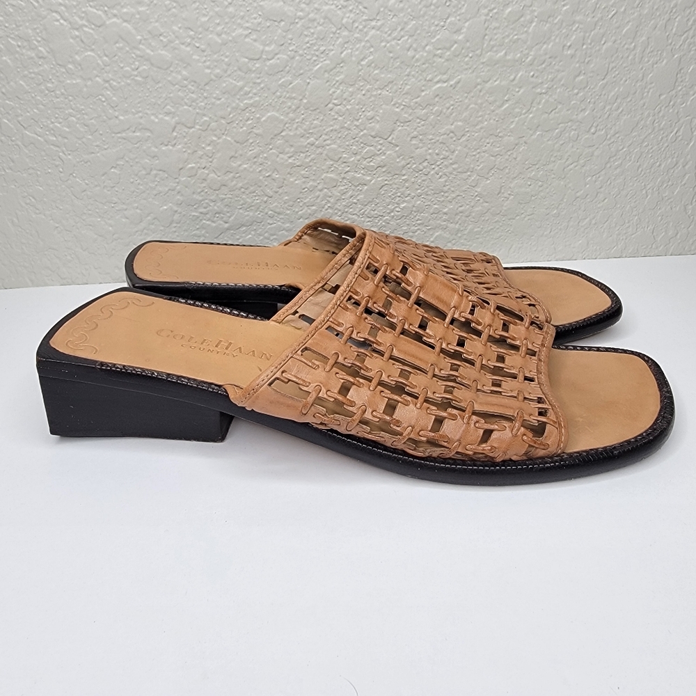 Cole Haan Womens Country Woven Leather Square Toe Slip On Sandals Size 8.5 - Picture 3 of 11